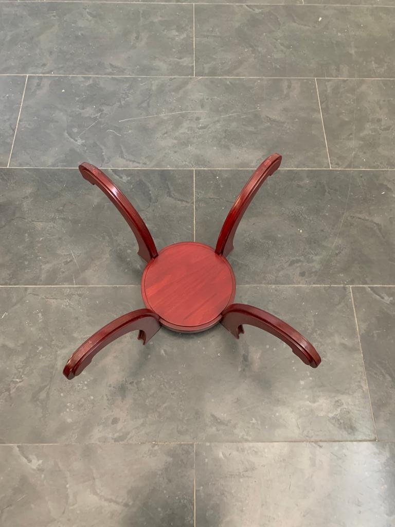 Mahogany Circular Coffee Table with Crystal, 1970s