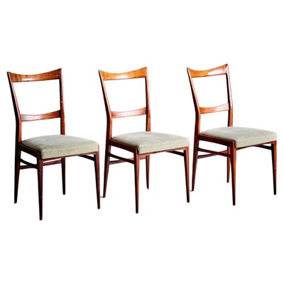 Mahogany Dining Chairs in the style of Ico Parisi, 1960s, Set of 3-SFD-1776451