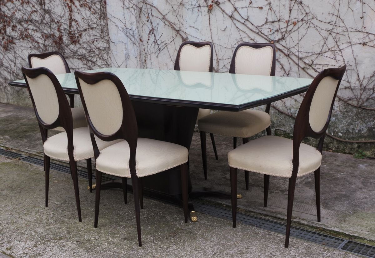 Mahogany Dining Table & Chairs frm the Rigamonti Brothers, 1950s, Set of 7