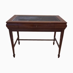 Mahogany Executive Desk with Wing, Drawer and Leather Top-TCS-1072360