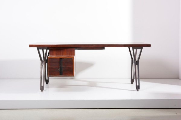 Mahogany Executive Office Desk by Ico Parisi for Mim, Italy, 1950s-SFD-913285