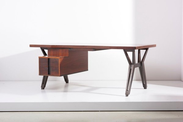 Mahogany Executive Office Desk by Ico Parisi for Mim, Italy, 1950s-SFD-913285