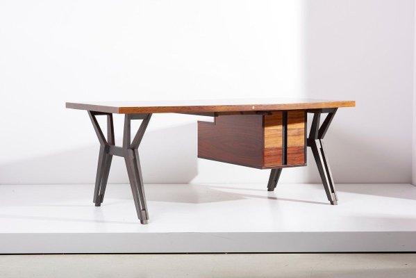 Mahogany Executive Office Desk by Ico Parisi for Mim, Italy, 1950s-SFD-913285