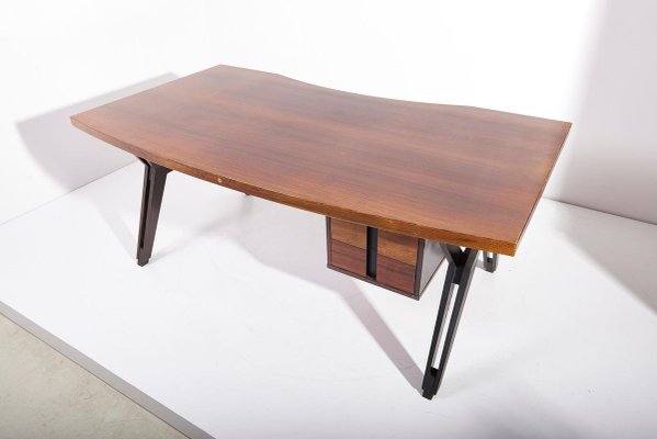 Mahogany Executive Office Desk by Ico Parisi for Mim, Italy, 1950s-SFD-913285