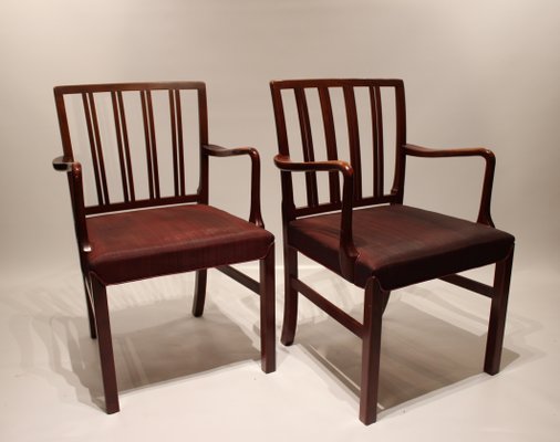 Mahogany & Fabric Armchairs by Fritz Hansen, 1930s, Set of 2-UY-590185