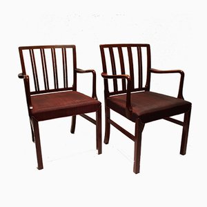 Mahogany & Fabric Armchairs by Fritz Hansen, 1930s, Set of 2-UY-590185