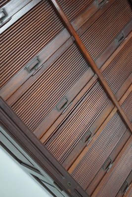 Mahogany Filing Cabinet with Roll Down Tambour Doors, USA, 1920s-XO-1738099