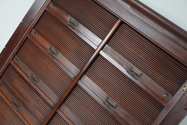 Mahogany Filing Cabinet with Roll Down Tambour Doors, USA, 1920s-XO-1738099