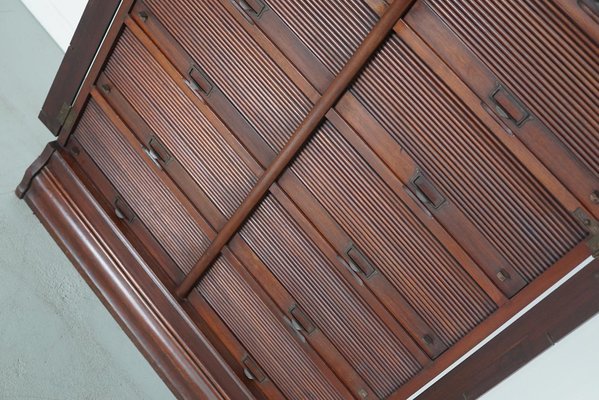 Mahogany Filing Cabinet with Roll Down Tambour Doors, USA, 1920s-XO-1738099