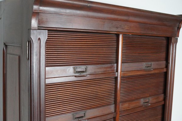 Mahogany Filing Cabinet with Roll Down Tambour Doors, USA, 1920s-XO-1738099