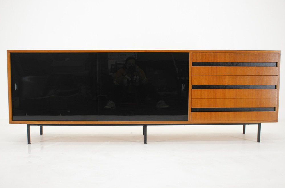 Mahogany & Glass Commode, Czechoslovakia, 1970s