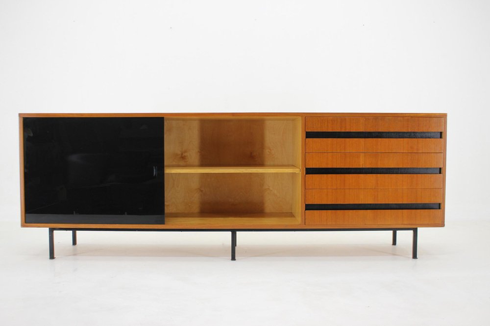 Mahogany & Glass Commode, Czechoslovakia, 1970s