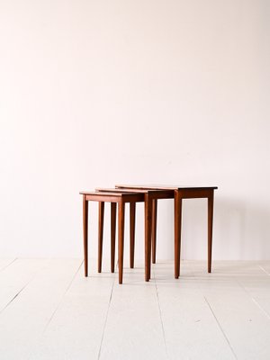 Mahogany Honeycomb Nesting Tables, 1960s, Set of 3-QWP-1754608