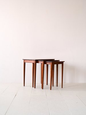 Mahogany Honeycomb Nesting Tables, 1960s, Set of 3-QWP-1754608