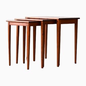 Mahogany Honeycomb Nesting Tables, 1960s, Set of 3-QWP-1754608