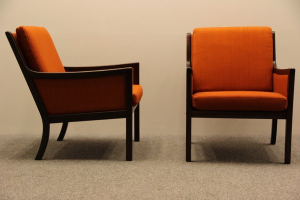 Mahogany Lounge Chairs by Ole Wanscher for P. Jeppesen, Set of 2-DQ-99331