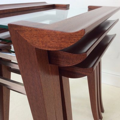 Mahogany Nesting Tables by Maxime Old, France, 1940, Set of 3-EW-1058760