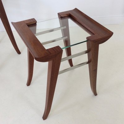 Mahogany Nesting Tables by Maxime Old, France, 1940, Set of 3-EW-1058760