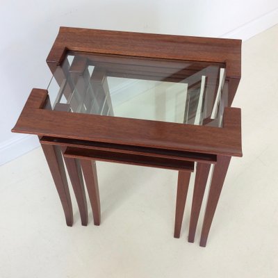 Mahogany Nesting Tables by Maxime Old, France, 1940, Set of 3-EW-1058760