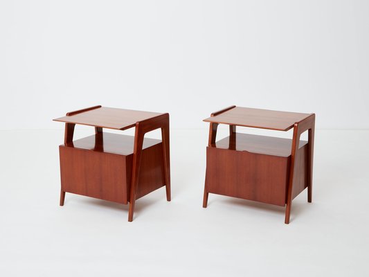 Mahogany Nightstands by Silvio Cavatorta, 1950s, Set of 2-YJA-1762898