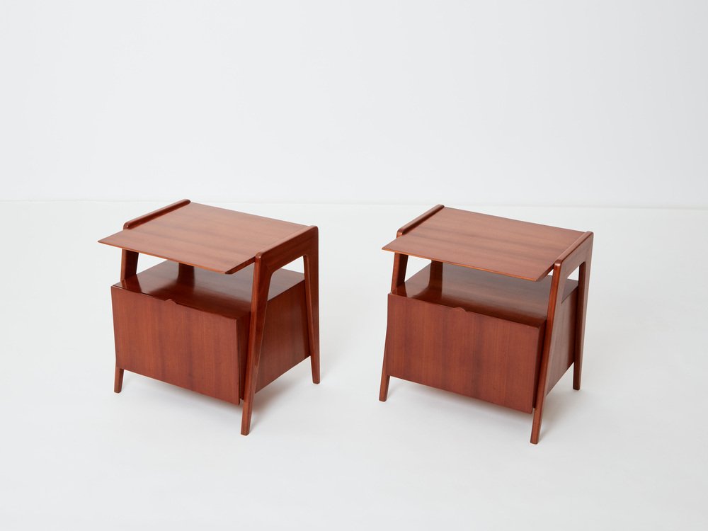 Mahogany Nightstands by Silvio Cavatorta, 1950s, Set of 2-YJA-1762898