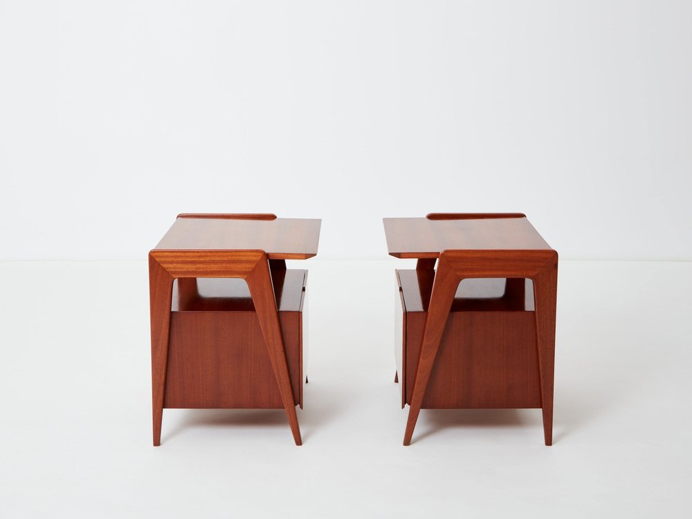 Mahogany Nightstands by Silvio Cavatorta, 1950s, Set of 2