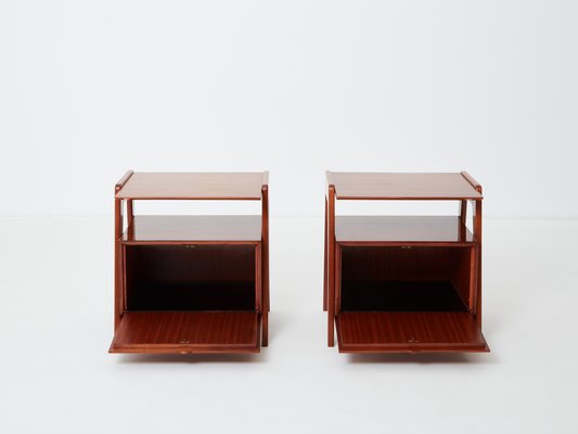 Mahogany Nightstands by Silvio Cavatorta, 1950s, Set of 2-YJA-1762898