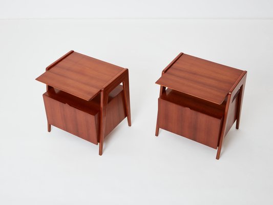 Mahogany Nightstands by Silvio Cavatorta, 1950s, Set of 2-YJA-1762898