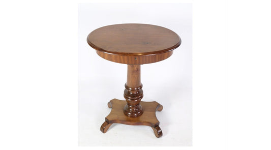 Mahogany Oval Sewing Lamp Table on Pillar