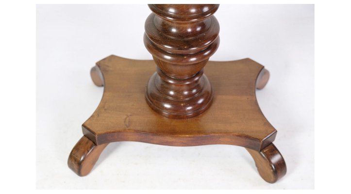 Mahogany Oval Sewing Lamp Table on Pillar-UY-1277078