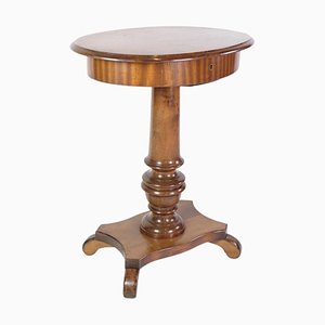 Mahogany Oval Sewing Lamp Table on Pillar-UY-1277078