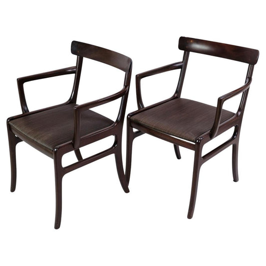 Mahogany Rungstedlund Armchairs by Ole Wancher, Set of 2