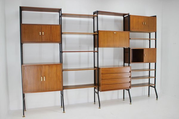 Mahogany Shelving System, Italy, 1960s-TZ-1744441