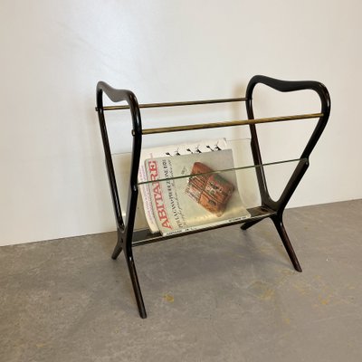 Mahogany Side Table & Magazine Holder, 1950s-DX-1736998