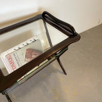 Mahogany Side Table & Magazine Holder, 1950s-DX-1736998