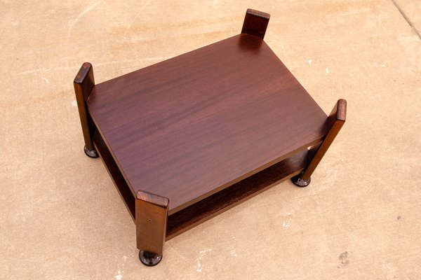 Mahogany Side Table on Wheels, 1980s-HXT-1721083