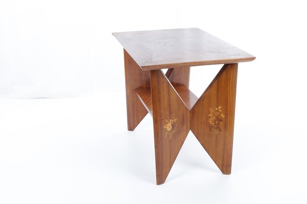 Mahogany Smoke Table with Floral Inlays-YSU-1309584