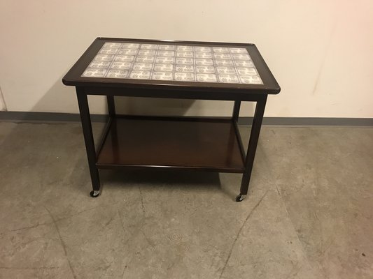 Mahogany Trolley with Ceramic Tiles by Anton Kildebjerg, 1970s-NLC-1066886