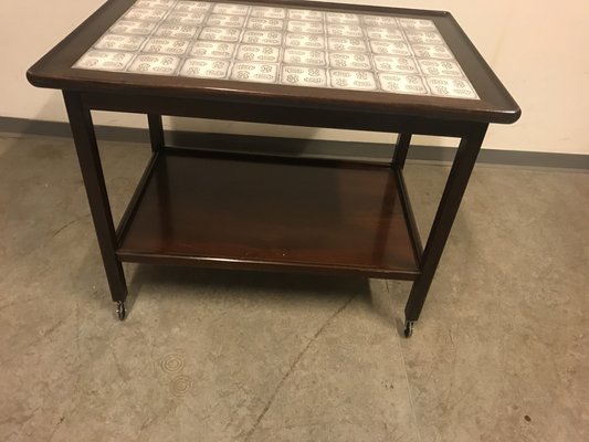 Mahogany Trolley with Ceramic Tiles by Anton Kildebjerg, 1970s-NLC-1066886