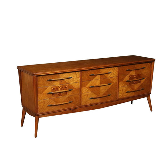 Mahogany Veneer & Brass Chest of Drawers, 1950s