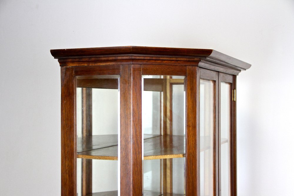 Mahogany Vitrine Cabinet with Faceted Glass, Austria, 1910s