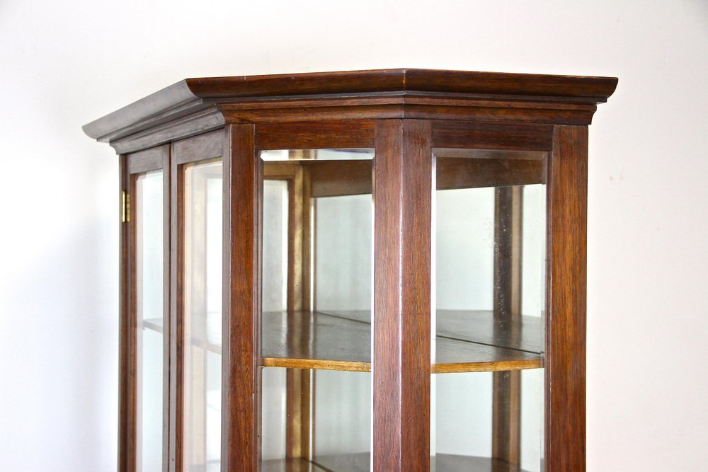 Mahogany Vitrine Cabinet with Faceted Glass, Austria, 1910s