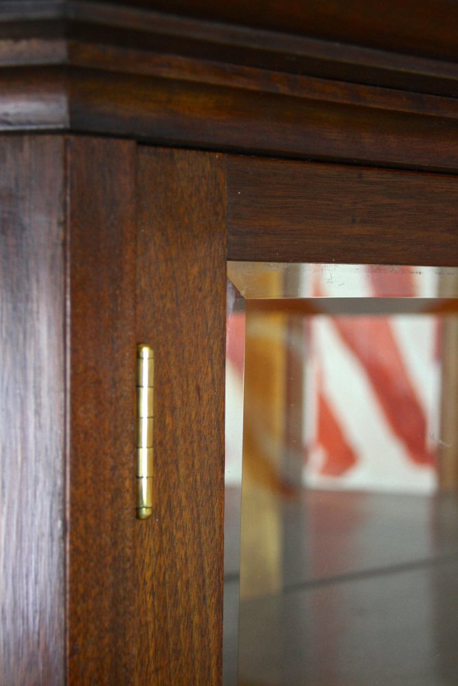 Mahogany Vitrine Cabinet with Faceted Glass, Austria, 1910s