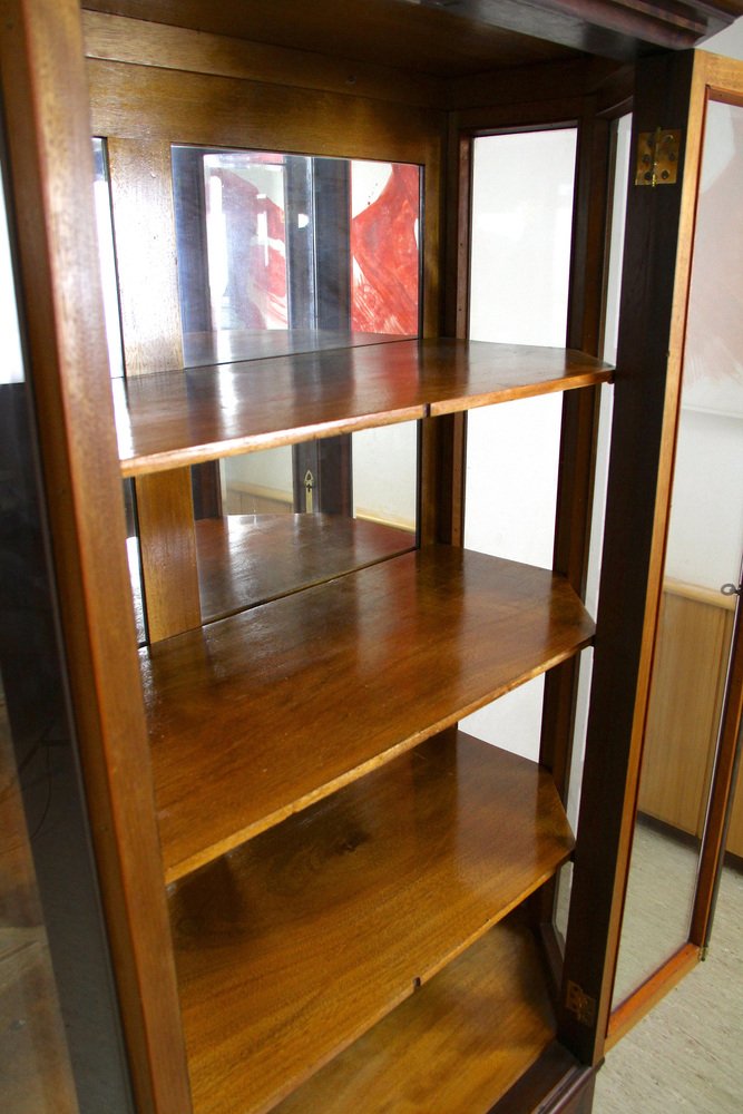 Mahogany Vitrine Cabinet with Faceted Glass, Austria, 1910s