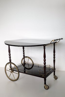 Mahogany Wood and Brass Bar Cart from Maison Bagues-LBS-946103