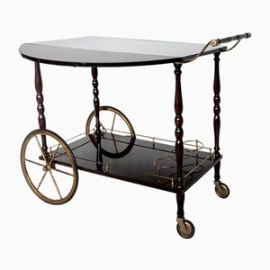 Mahogany Wood and Brass Bar Cart from Maison Bagues-LBS-946103