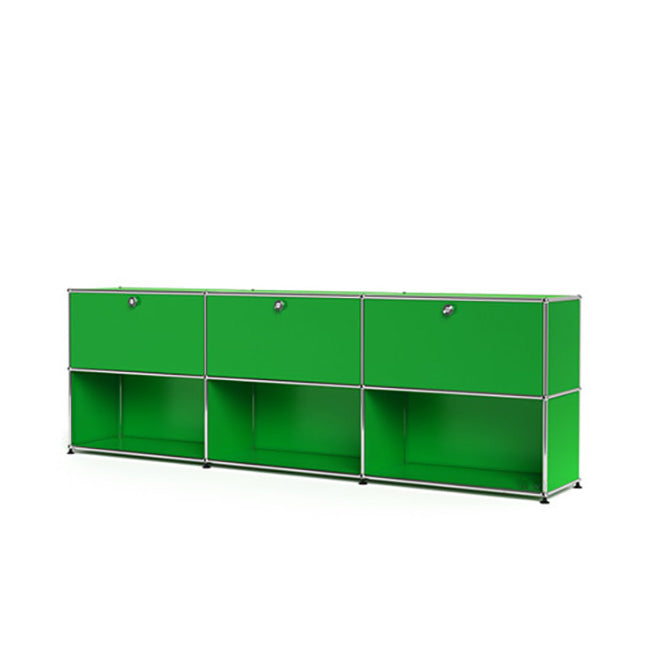 3x2 Modular Metal Sideboard with 3 top doors & 4-3-3 pannels [W(750+750+750)XD350XH(350+350)] by Usm #USM Green