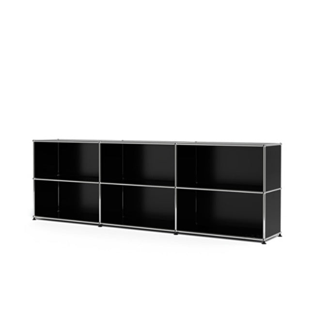 3x2 Modular Metal Sideboard with 0 door [W(750+750+750)XD350XH(350+350)] by Usm #Graphite Black [RAL 9011]