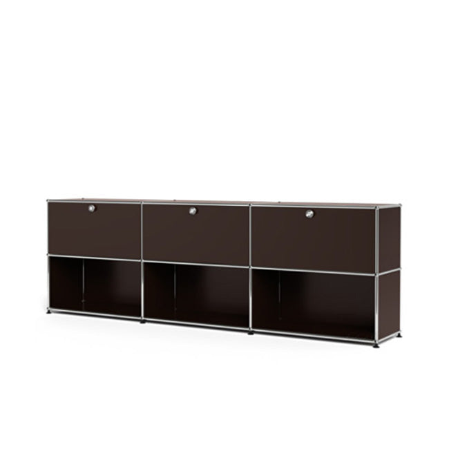 3x2 Modular Metal Sideboard with 3 top doors & 4-3-3 pannels [W(750+750+750)XD350XH(350+350)] by Usm #USM Brown