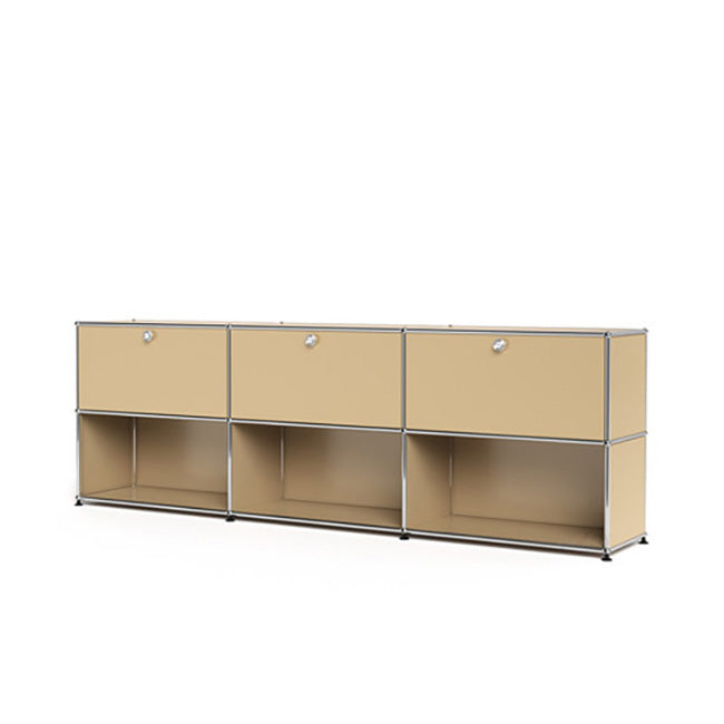 3x2 Modular Metal Sideboard with 3 top doors & 4-3-3 pannels [W(750+750+750)XD350XH(350+350)] by Usm #USM Beige